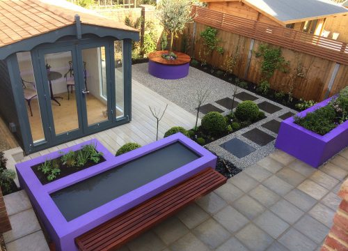 Landscape Construction - Purple Brick Planter